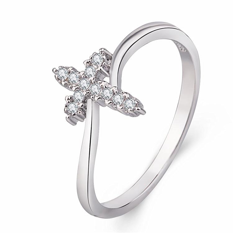 

Потрясающее геометрическое кольцо «Крест» с инкрустированными циркониевыми камнями, подарок для помолвки для пар, модный аксессуар для рук, европейский стиль и StyleA,5