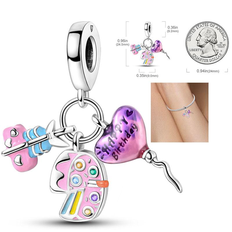 Copper Charms Penguin Unicorn Carousel Pendants Fit Original Pan Bracelet Beads Diy For Jewelry Making