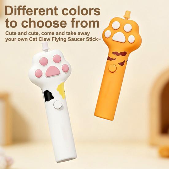 Cat Fetch Toy Rechargeable Flying Disc Launcher with 6 Flying Discs Interactive Cat Toy for Indoor Outdoor Play Hunting Instinct Stimulation