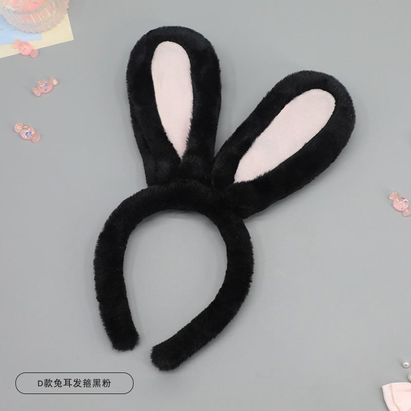 Plush Rabbit Ear Headband Adults Lolita Cosplay Accessory Soft Furry Ears Hairband In Pastel Neutral Tones