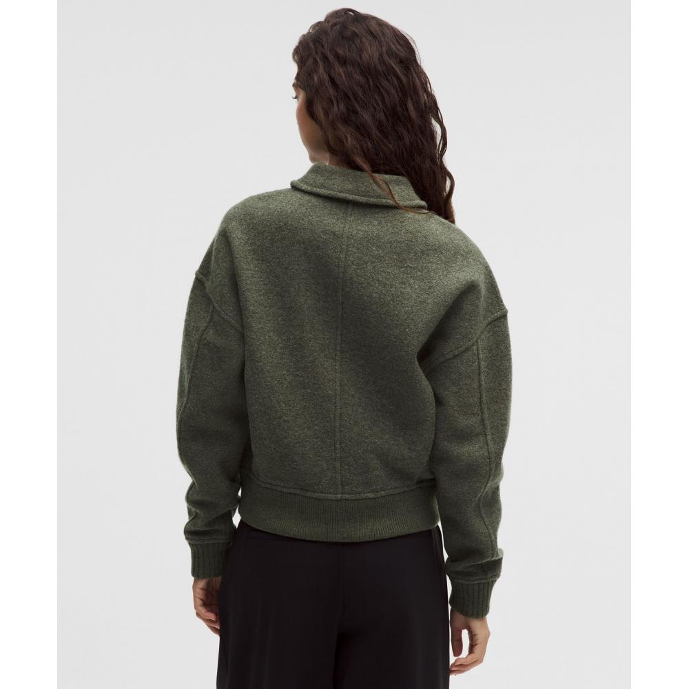 Lululemon Wool Blend Collared Jacket Heathered Olive Brown