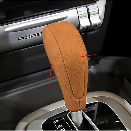 For Porsche Cayenne 04-09 Brown Alcantara Car Gear Shift Knob Shifter Lever Trim