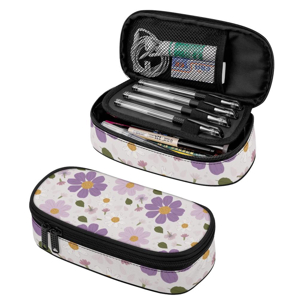 School Pencil Case Zipper Closure High Capacity 300D Polyester with Main Compartment Mesh Pocket and Pen Slots for Everyday Study