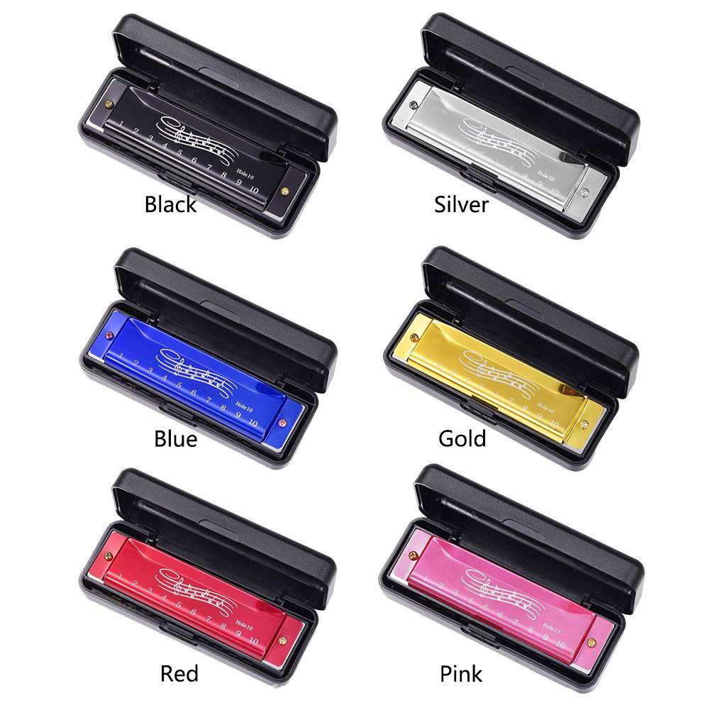 Tragbare 10 Löcher 20 Töne Mundharmonika Mini Mundharmonika Frühes pädagogisches Musikinstrument mit Etui für Anfänger