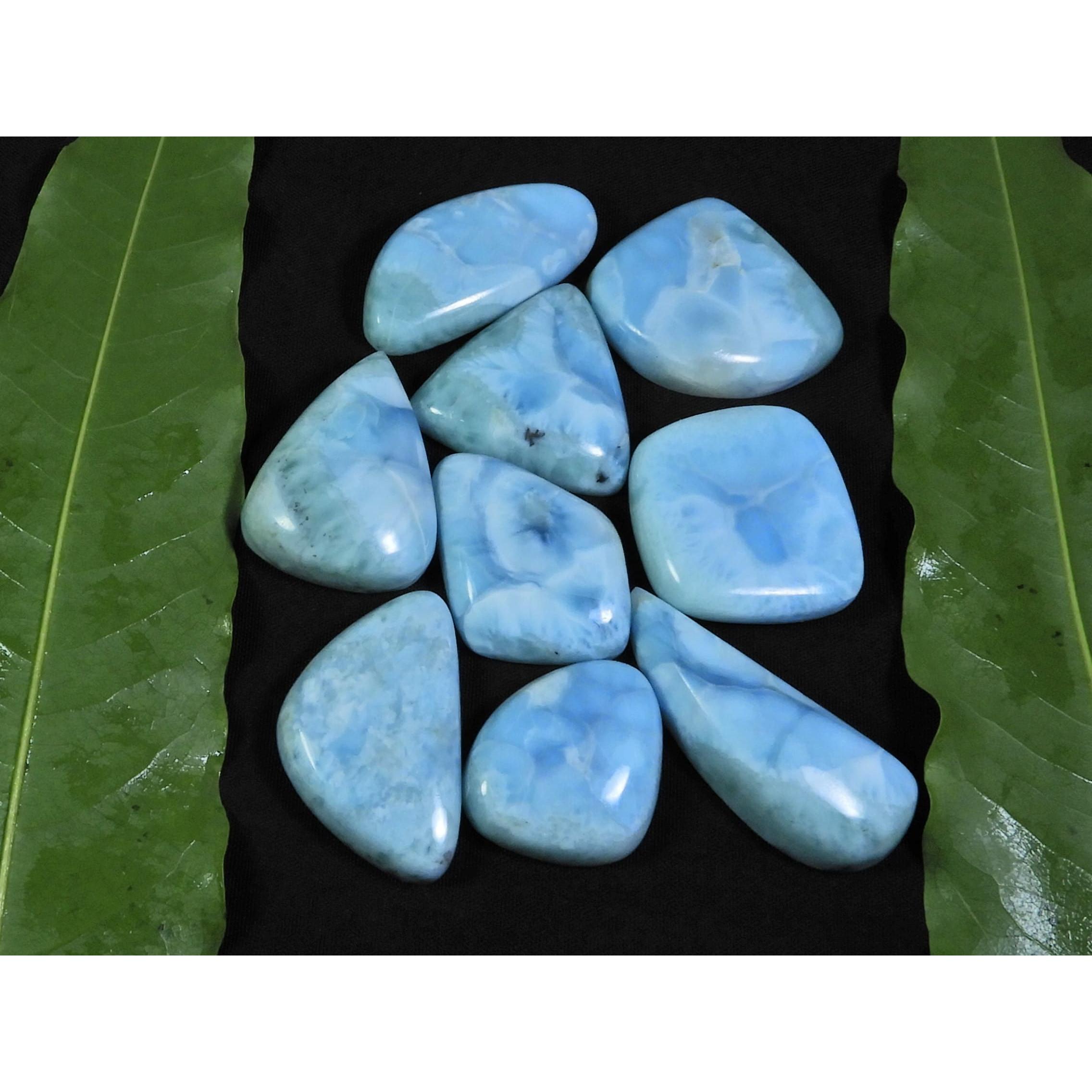 

18X22-23X28MM Натуральный Ларимар Пектолит Фантазийный Кабошон Свободный Драгоценный Камень 9 Шт. C-52