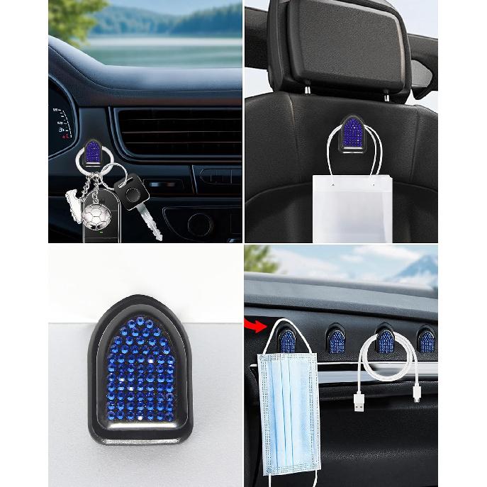 Bling Car Sun Visor Tissue Box Holder,PU Leather With Bling Crystal Rhinestones Tissue Holder,Car Accessories For Women (Blue)