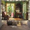 Charming Cottage Bedroom Tapestry  Cozy Interior  Lush Greenery  Unique Wall Art for Home Decor  Nature Lover Gift