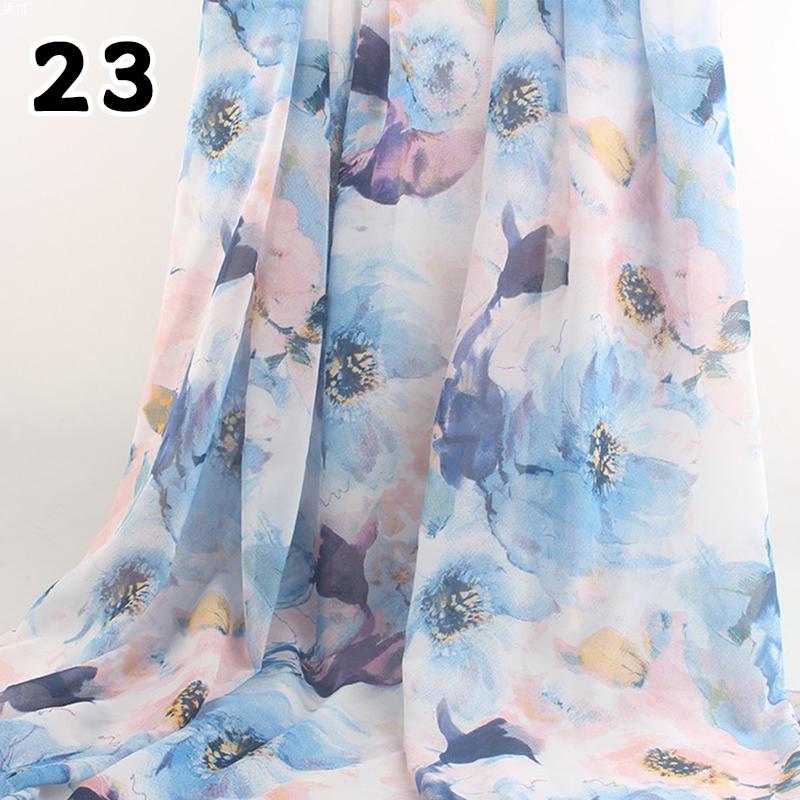 1M 75D Retro Flower Chiffon Fabric Breathable Thin And Light Draped Fairy Designer Fabric For Diy Sewing Summer Dress Shirts