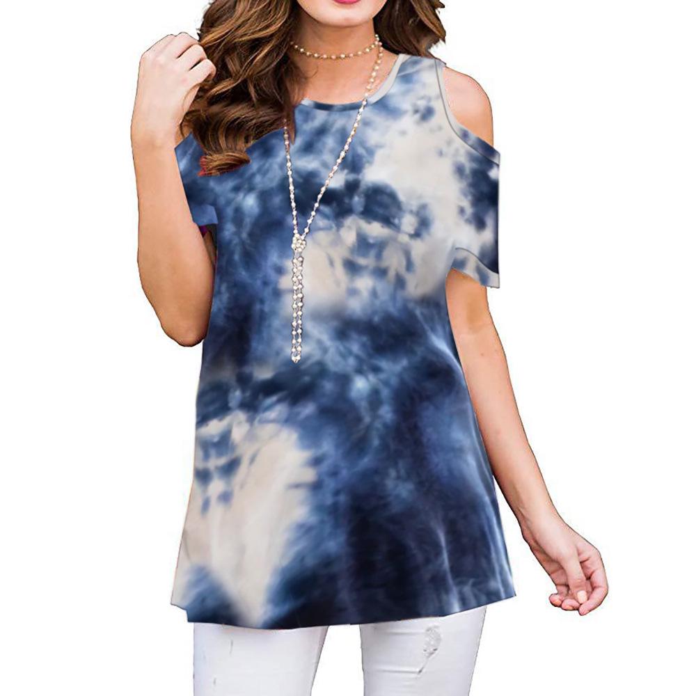

European & American Women s Gradient Print Off-Shoulder T-Shirt XL