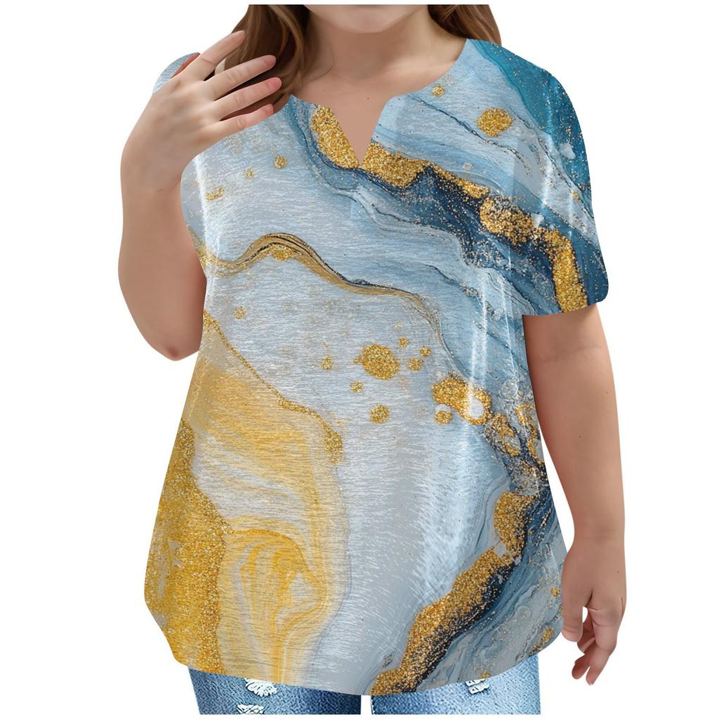 Children's Plus-size T-shirt Casual Fashion Star V-neck Short-sleeved Pocket Top