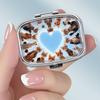 Portable Pill Box with 2 Compartments, Mini Metal Medicine Organizer Case, Cute Printed Pill Container for Vitamins, Pills, Jewelry, Travel, Daily Use