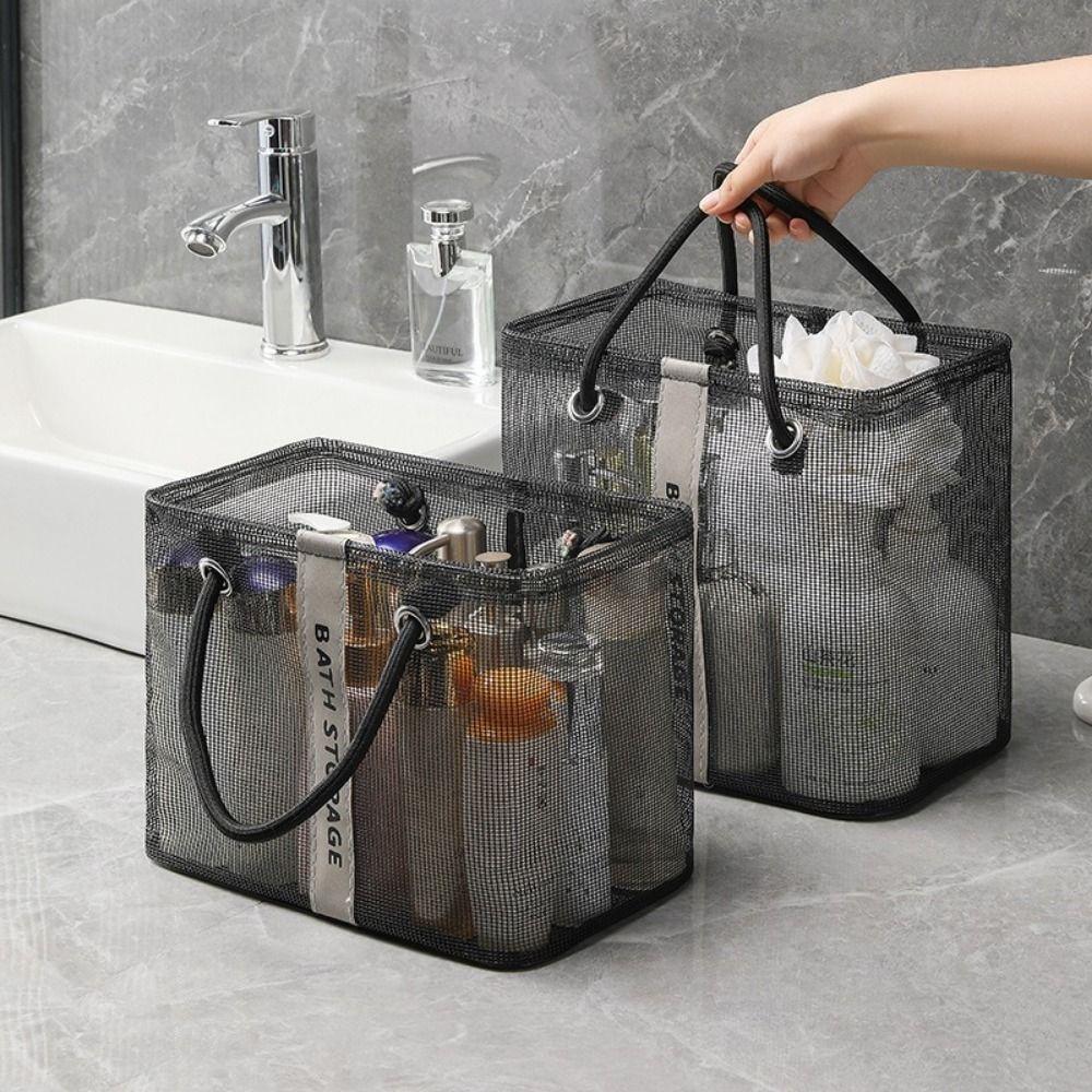 Large Capacity Mesh Toiletry Bag Breathable Makeup Tote Handbag Cosmetic Bag Swimming