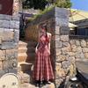 Red Plaid Dress, Niche Halter Slip Dress for Women, Summer Backless Strap A-line Skirt, Elegant Seaside Long Dress