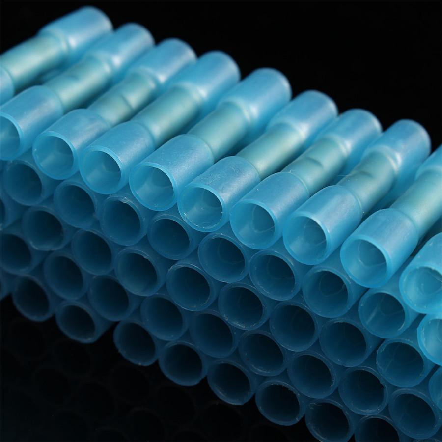 New 100 X Heat Shrink Tube Tubing Butt Wire Crimp Cable Connectors Blue Sleeing Kits