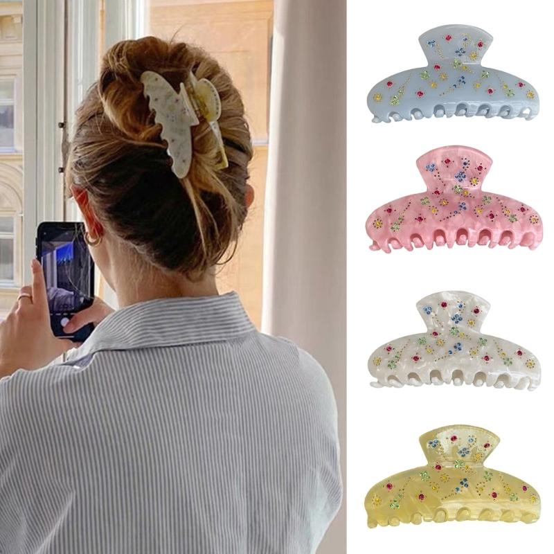 Hair Claws Rhinestones Flower Shark Clip for Female Teens Girl Hair Shaping Clip