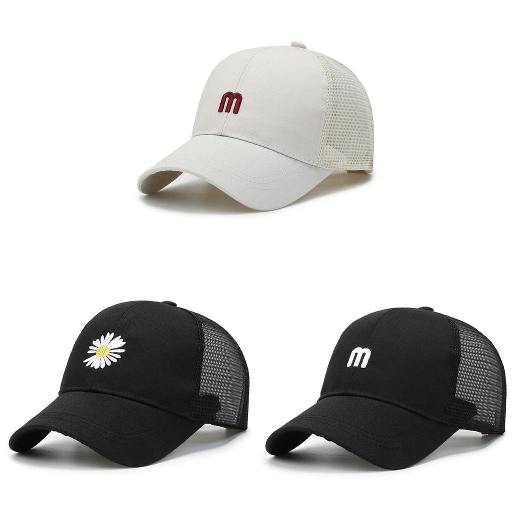 Flowers Letter M Embroidery Baseball Cap Breathable Outdoor Sun Hat Protection