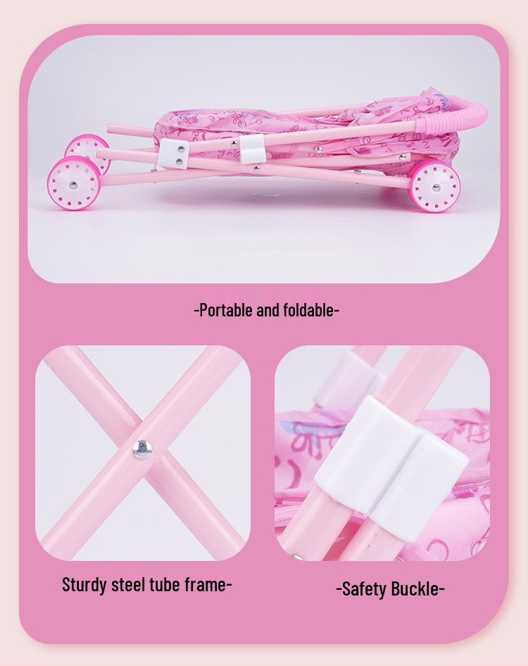 Set Passeggino per Bambole e Giocattoli Transfrontaliero per Bambine - Regalo di Compleanno Perfetto