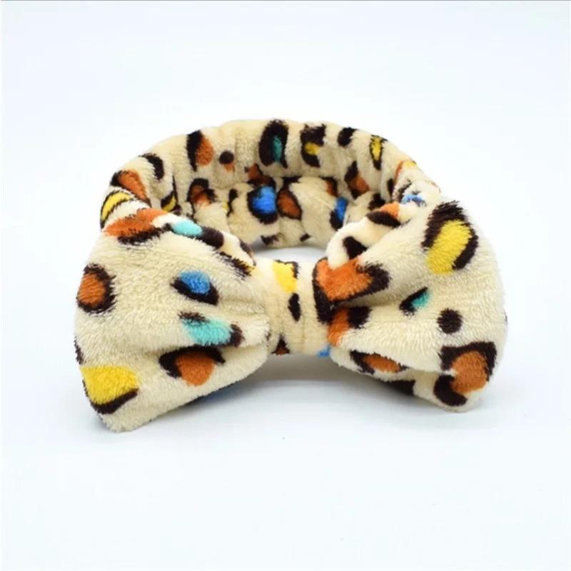 

Korean Style Leopard Print Polka Striped Coral Fleece Butterfly Finish Hair Bands Fashionable Cute Women s Hair Bands