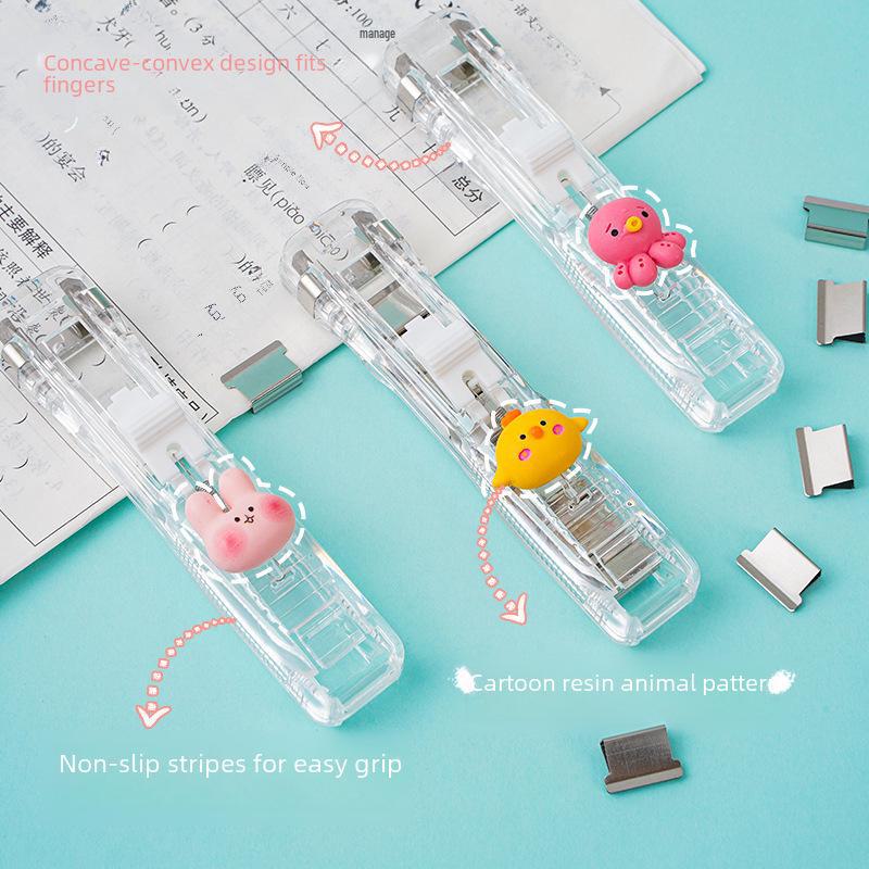 Cartoon Transparent Traceless File Binder Clip for Office Data Organization and Creative Learning