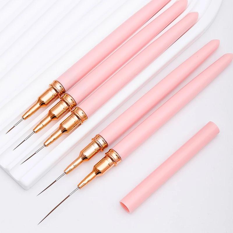 YIKOOLIN 5PCS Professional Nail Art Liner Brushes Set Elongated Lines Drawing UV Gel Painting Nail Design Pen Manicure Tool