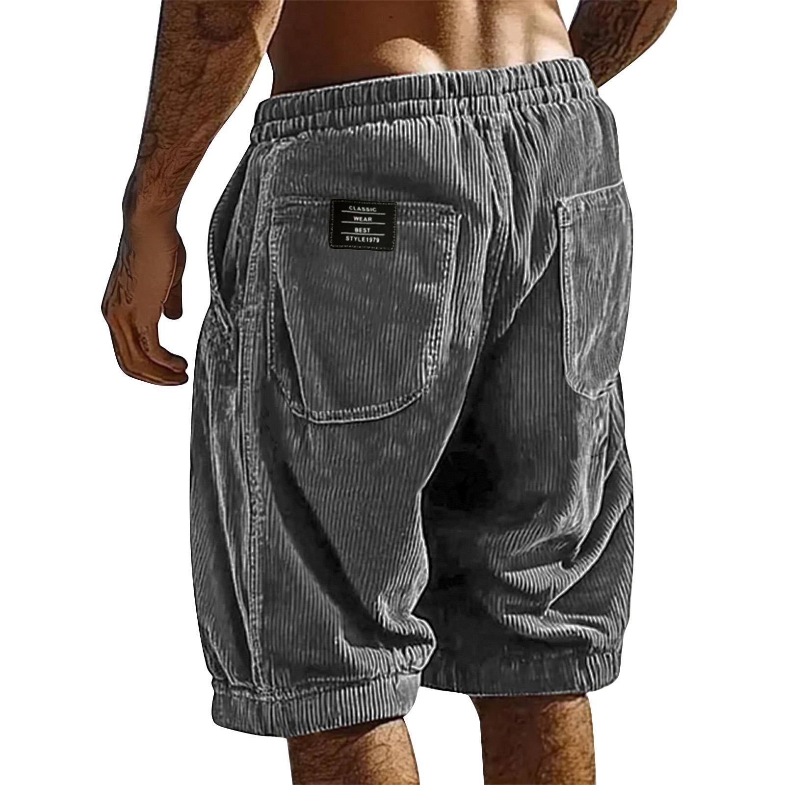 Mernfsn Zomerse Gestreepte Atletische Shorts voor Mannen Casual Shorts met Meerdere Zakken voor Mannen L