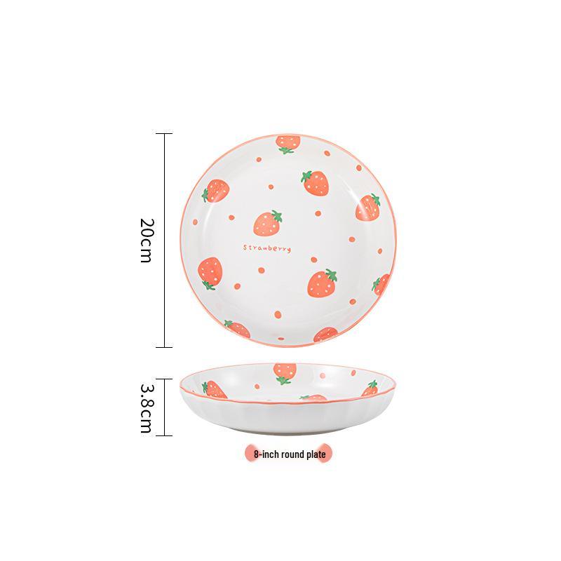 Strawberry Ceramic Bowl & Plate Set: Cute, Girly Dinnerware for Kids' Meals