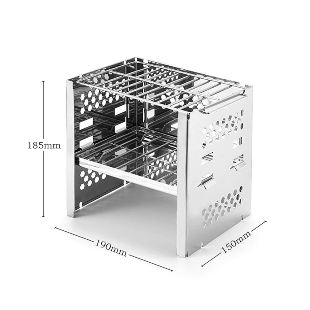 Stainless Steel Folding Barbecue Stove Mini Portable Card Type Charcoal Stove Camping Barbecue Grill BBQ Garden Outdoor Supplies