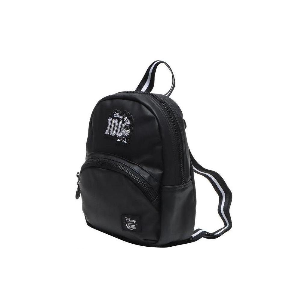 Vans X Disney Collaboration Zipper D-Shaped Keychain Leather Mini Backpack Women backpacks Black VN000FZHBLK