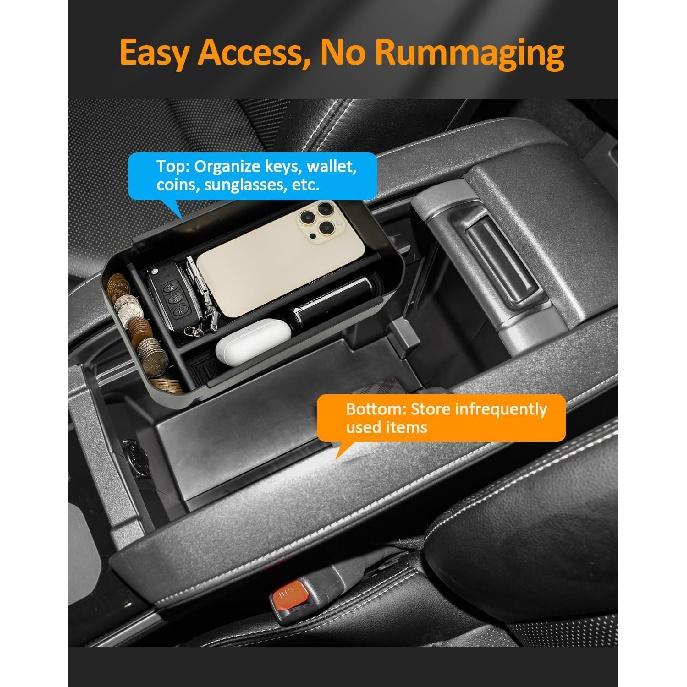 CDEFG for Toyota Highlander 2024 2023 2022 2021 Accessories Center Console Organizer Tray Storage Box Insert Tray Organizer for Highlander (Black)