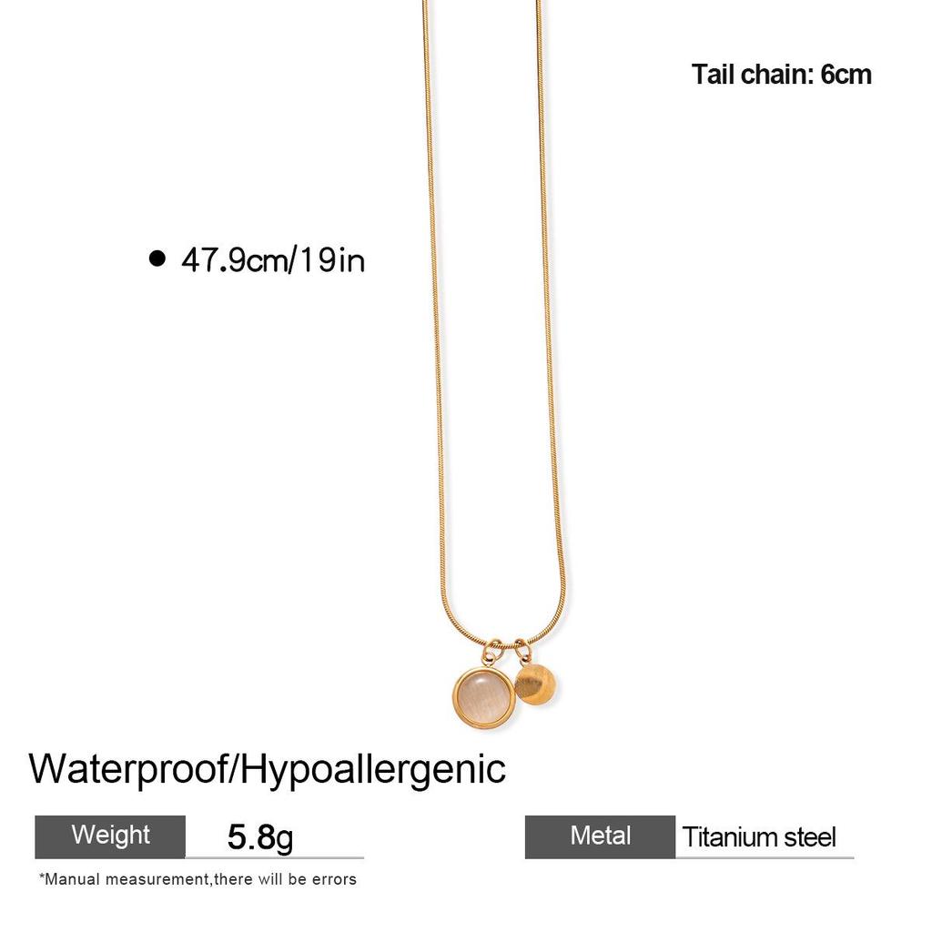 Stainless Steel Diamond-Inlaid Square Glass Pendant Clavicle Necklace - Minimalist Luxury for Women