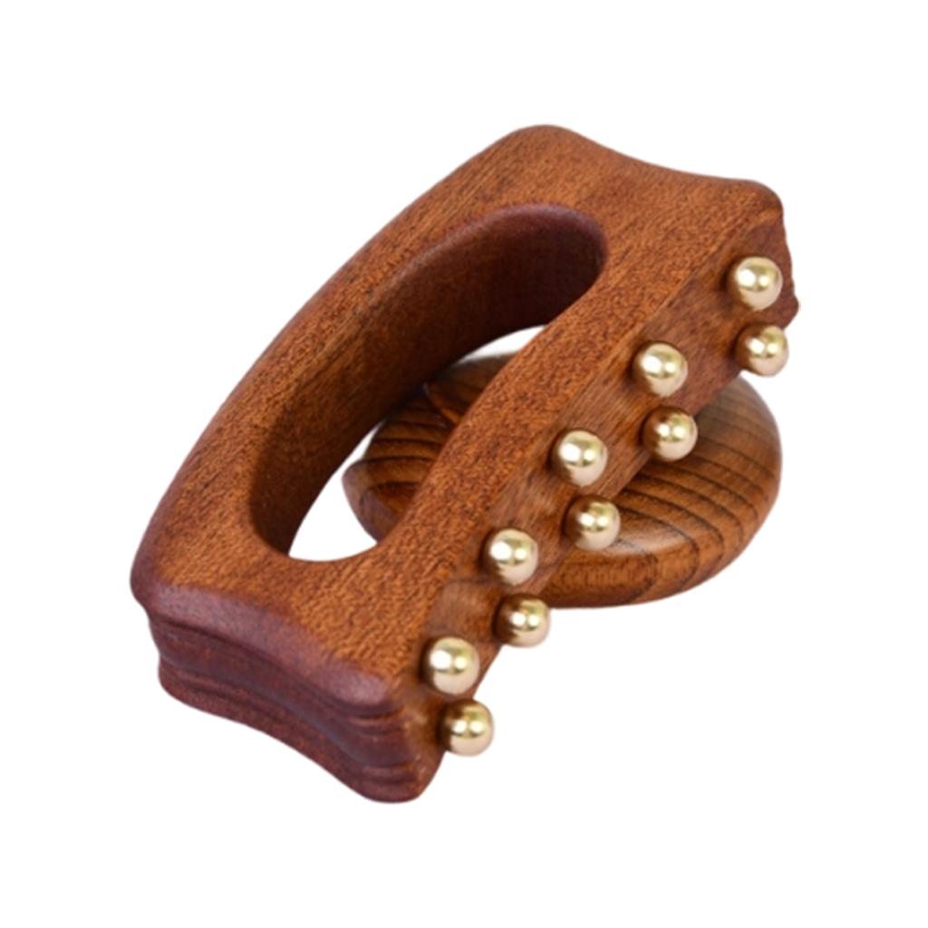 Wooden Massage Body Brush Manual Ergonomic Handle Portable Deep Tissue Copper Head Gua Sha Massage Brush, Body Gua Sha For Adults Styling