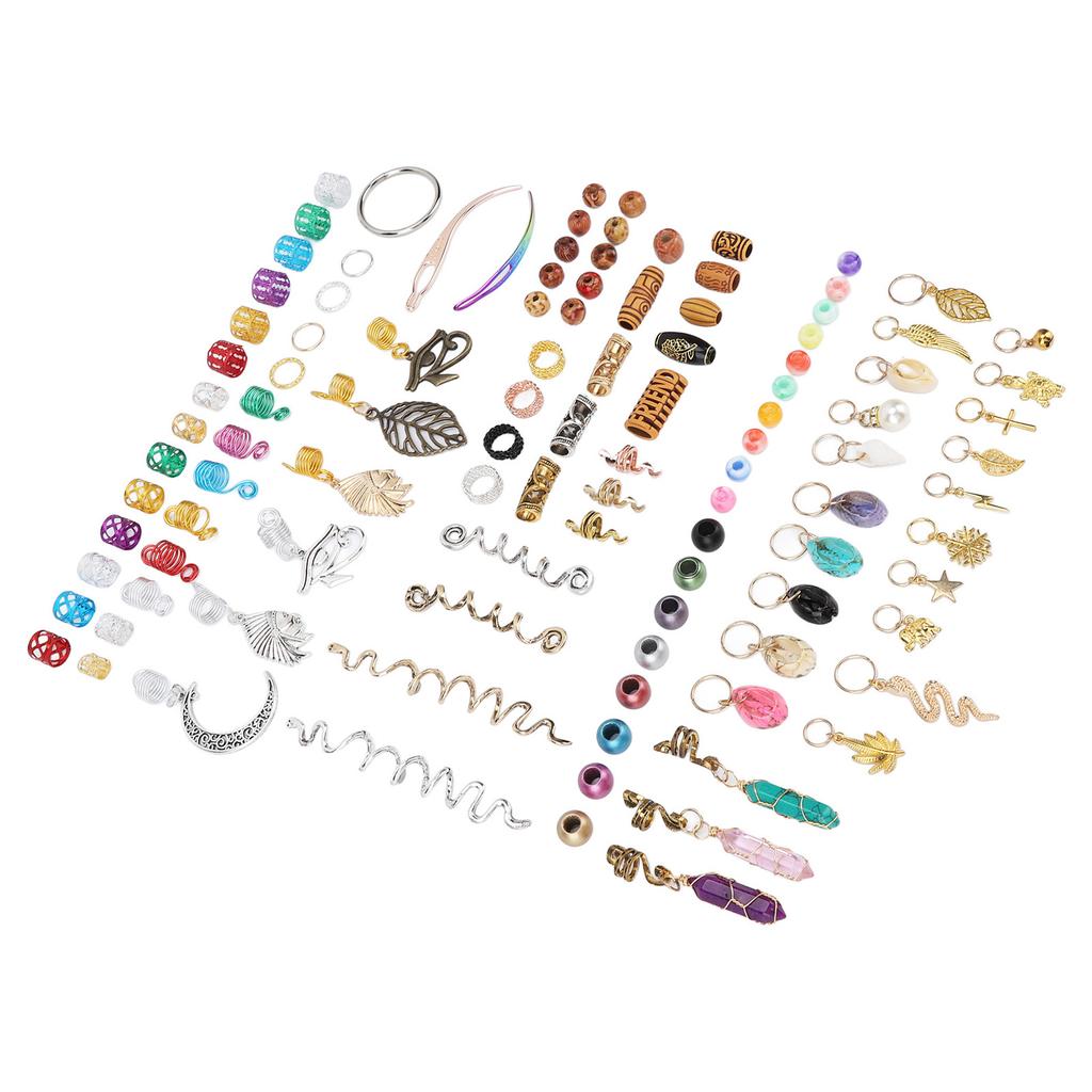 DIY Dreadlocks Jewelry Assortment Metal Braiding Hair Decoration Rings Pendants Crochet Set