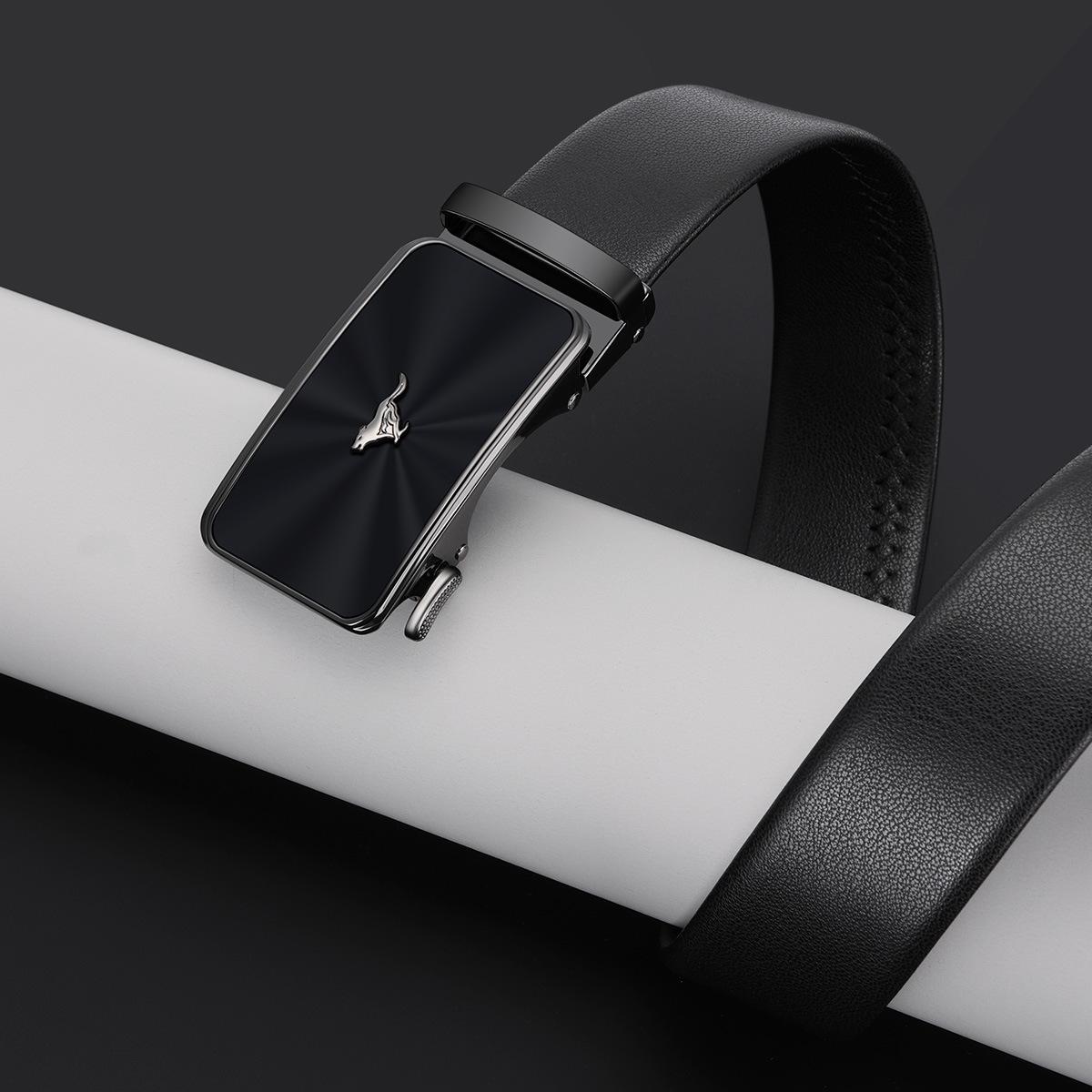 

Ремень мужской деловой с автоматической пряжкой, ремень из коровьей кожи первого слоя, подарочный ремень 130cm