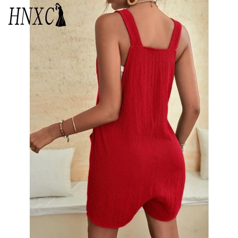 HNXC Women's Fashion Casual Solid Color Print Summer Spring Sleeveless Suspenders Trousers Jumpsuits & Rompers