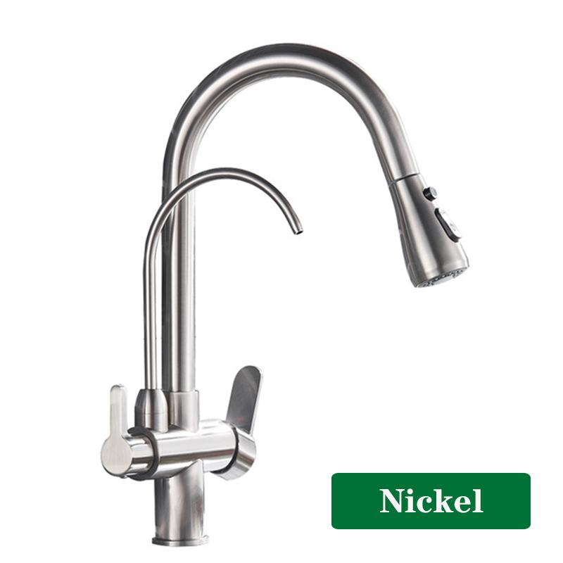 ALENARTWATER Kitchen Pure Water Sink Faucet , 360 Rotation Filter Tap , Outlet Spout Pull Out Mixer Taps , Torneira