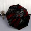 Skull Roses Automatic Folding Umbrella  8 Ribs, Durable Iron Frame, Bright Color Pattern Compact Travel Umbrella, Suitable for Outdoor, Beac