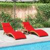 2 Piece Red Sun Loungers with Cushions
