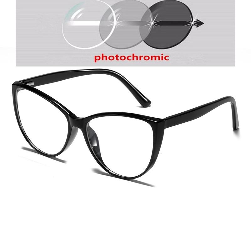 Big Frame Anti Blue Rays Cat Eye Nearsighted Glasses For Women TR90 Spring Leg Prescription Eyeglasses 0 -0.5 -0.75 To -6.0