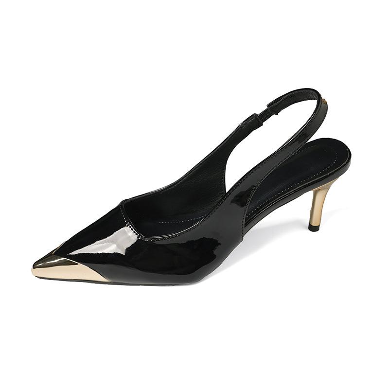 2025 new black large size high heels women's design sense niche spring new temperament pointed stiletto single shoes