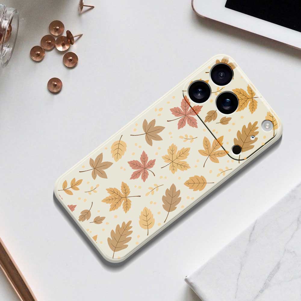 For iPhone 17 Pro Case Leaves Pattern Printing Straight Edge TPU Phone Back Cover