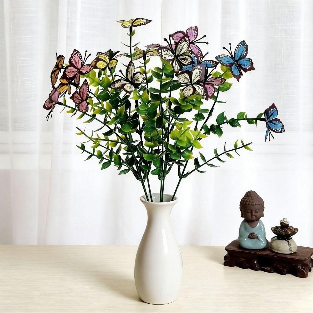 New 3D Printing Artificial Butterfly Flowers Multi-Bloom Pink Artificial Faux Plants Plastic Fake Flower Indoor Decoration