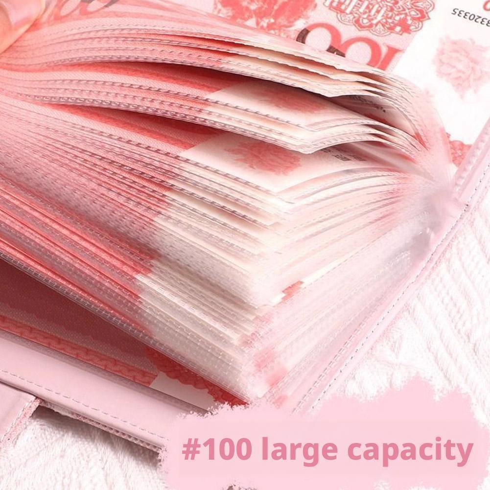 100 Envelope Challenge Binder PU Money Saving Binder, Easy & Fun Way Cash Stuffing Binder Budget Planner Savings Challenge Book