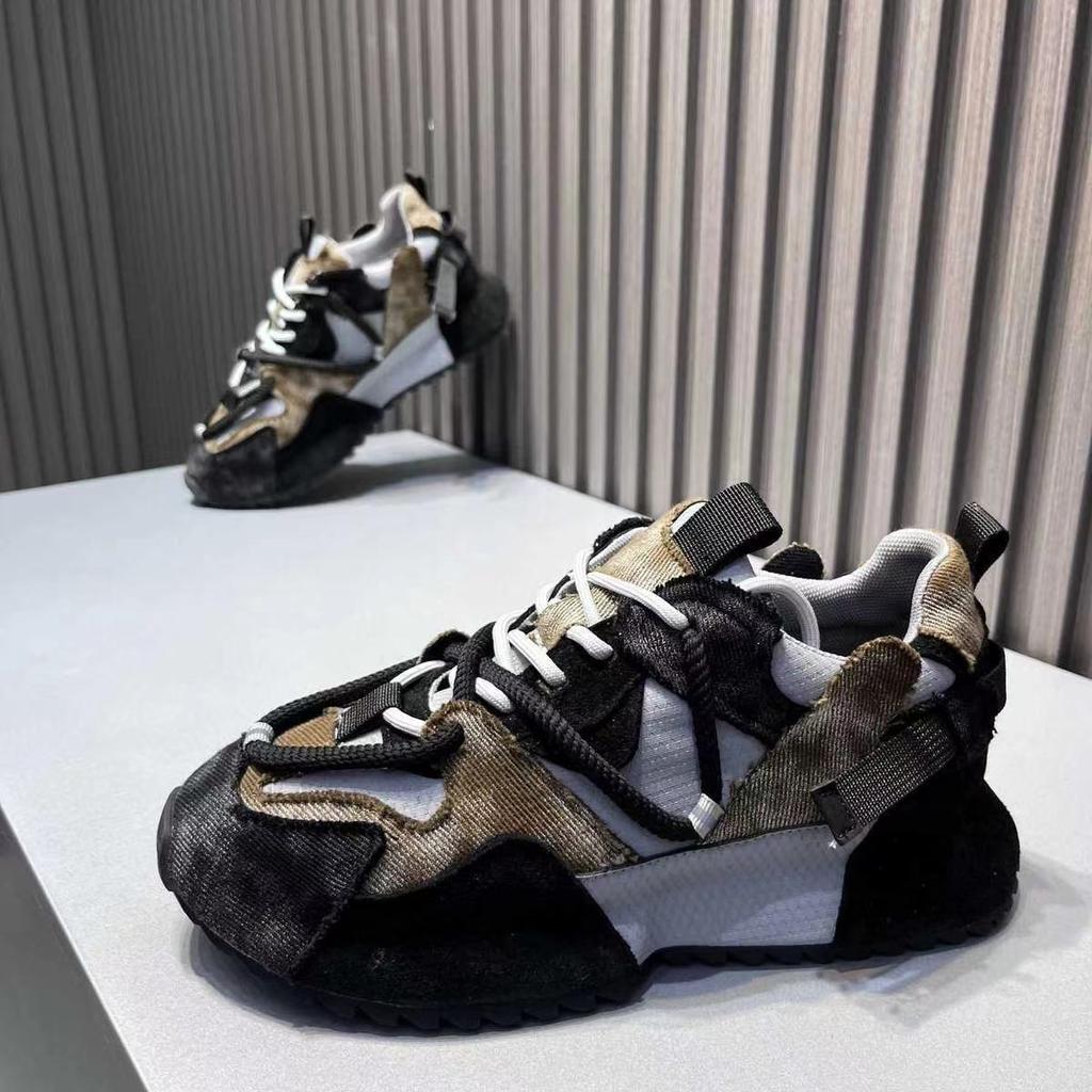 Designer Chunky Sneaker for Men Cover Bottom Board Shoes Fashion Casual Leather Breathable Increased Internal Platform Shoes