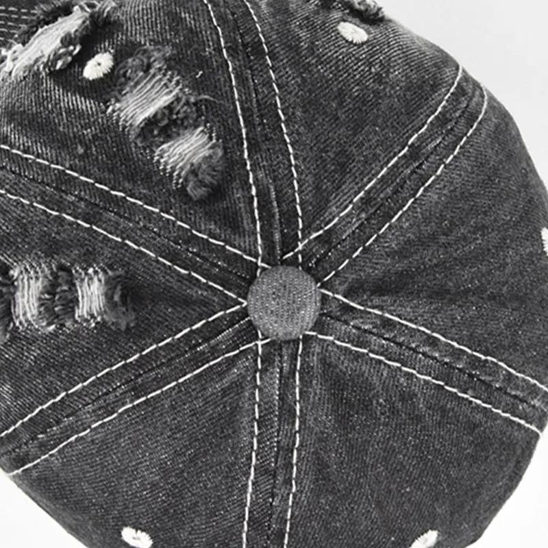 Distressed Ripped Baseball Cap Torn Destroyed Style Dad Hat Street Style Urban Streetwear Urban Unisex Adjustable Washed Cotton Cap For Men Women