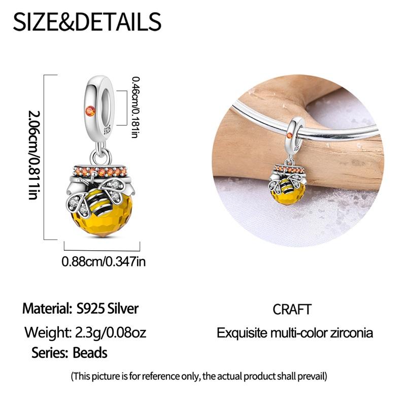 copper Yellow Honey Pot Crystal Pendant Honey Jar Charm Compatible With Authentic Charm Bracelets Women Do It Yourself Jewellery Gift