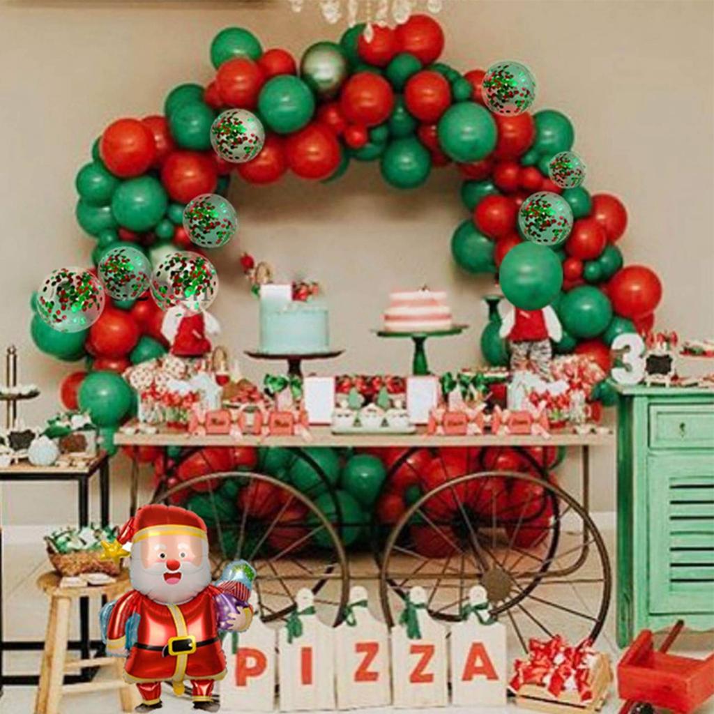 T02C!115PCS Christmas Balloon Set Balloon Chain Garland Decoration Santa Balloon Set Christmas Party Balloon