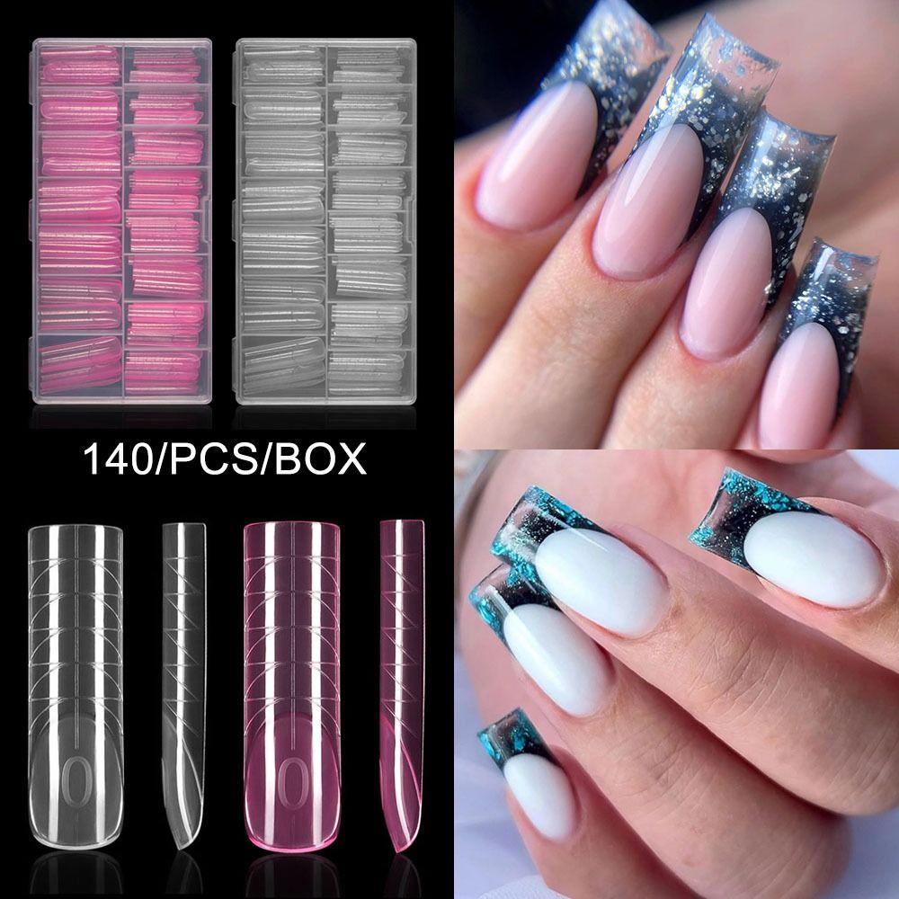 

140Pcs/box with Scale Nail Extension Molds Extended Nail Plate French Manicure Tools рожевий
