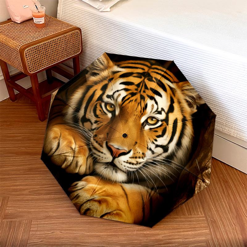 Golden Tiger Pattern Rain Umbrella