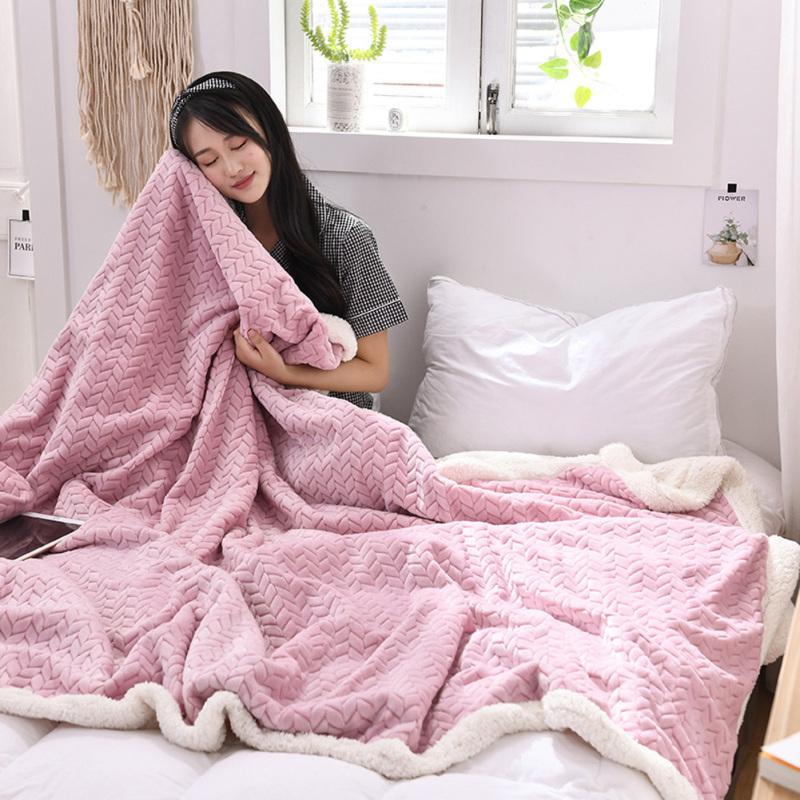 Buy Home Blanket Lamb Cashmere Double Layer Thicken Winter Warmth Top