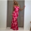 Floral Embroidery O-neck Backless Sleeveless Female Dresses Slim Hip Package Party Lady Evening Robe